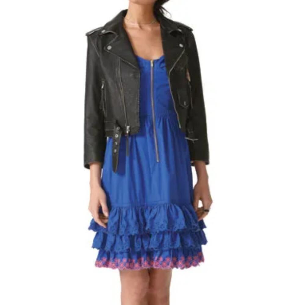 Tracy feith blue/pink cotton boho knee length dress size 1